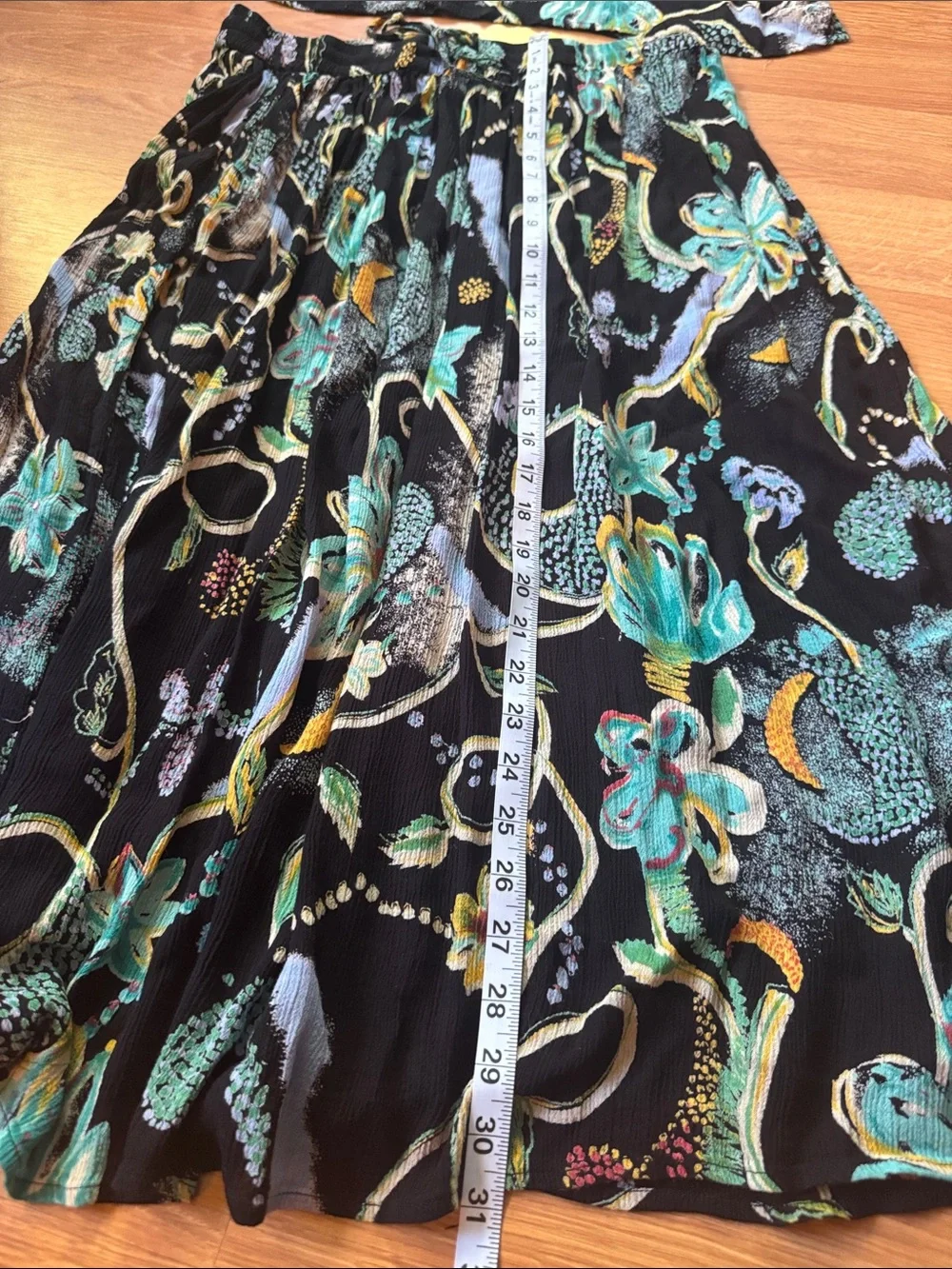 90’s Lotus Boho Floral Rayon Crop Top & Maxi Skirt Set Whimsy Romantic witchy
